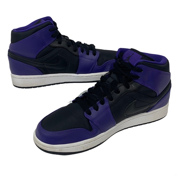 Nike Air Jordan 1 Retro Mid Black Dark Concord 554724-019 Hi-Top Shoes Size 9 - Picture 3 of 12
